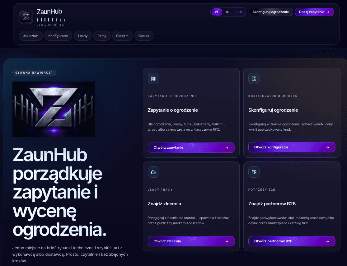 ZaunHub — Digital Platform — Website / UX / Development